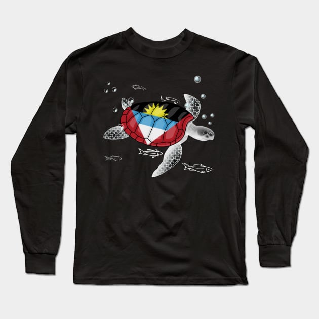 Antigua and Barbuda Turtle Long Sleeve T-Shirt by Fusti